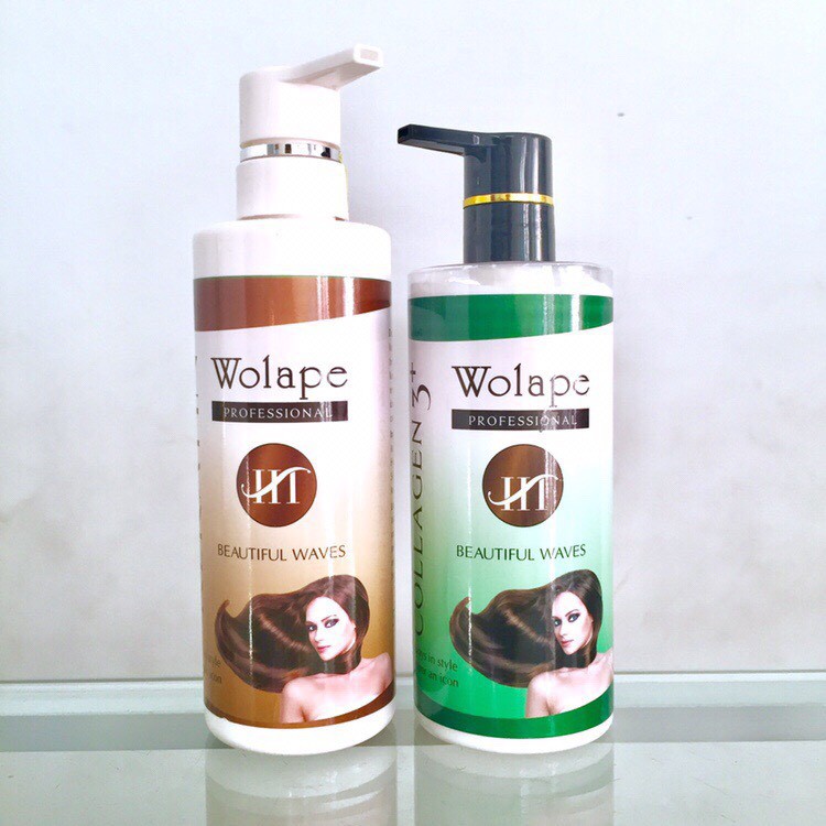 Keratin và Collagen Wolape HT 3+ (new) phục hồi tóc chắc khỏe siêu mềm mượt 500mlx2