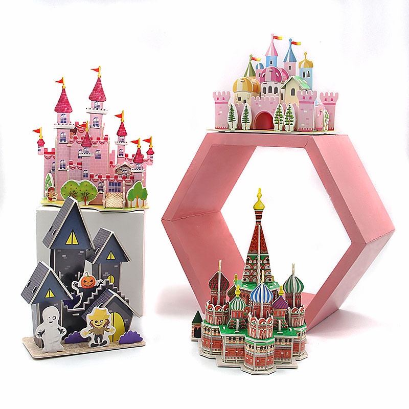 logo xếp hình Bộ Đồ Chơi Lắp Ráp Lâu Đài Halloween 3D Bằng Giấy Diy Độc Đáo Thú Vị Cho Trẻ Em