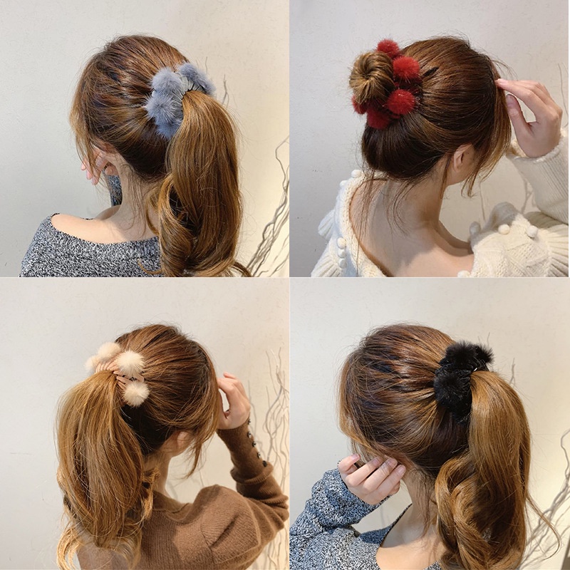 Kẹp tóc HAIMEIKANG kiểu tổ chim có bóng lông xinh xắn