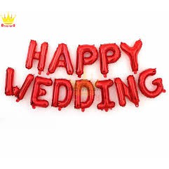 bong bóng chữ HAPPY WEDDING trang trí phòng cưới, phòng tân hôn, kỷ niệm ngày cưới KÈM DÂY TREO