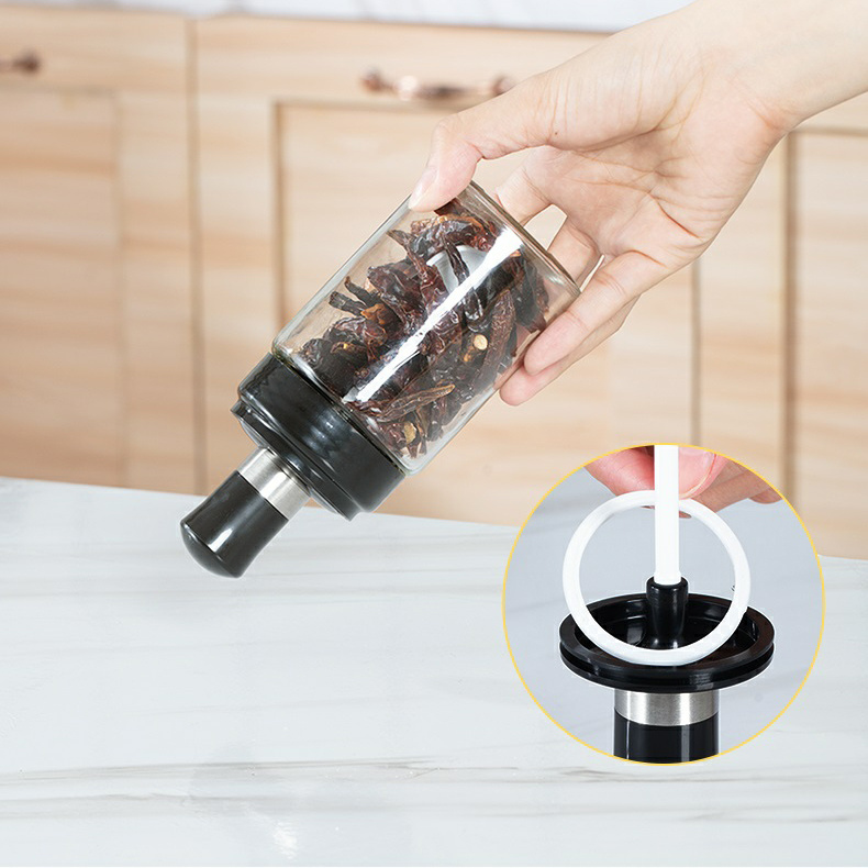 Hũ Đựng Gia Vị chống ẩm kèm thìa muỗng, lọ đựng gia vị thủy tinh 250ml