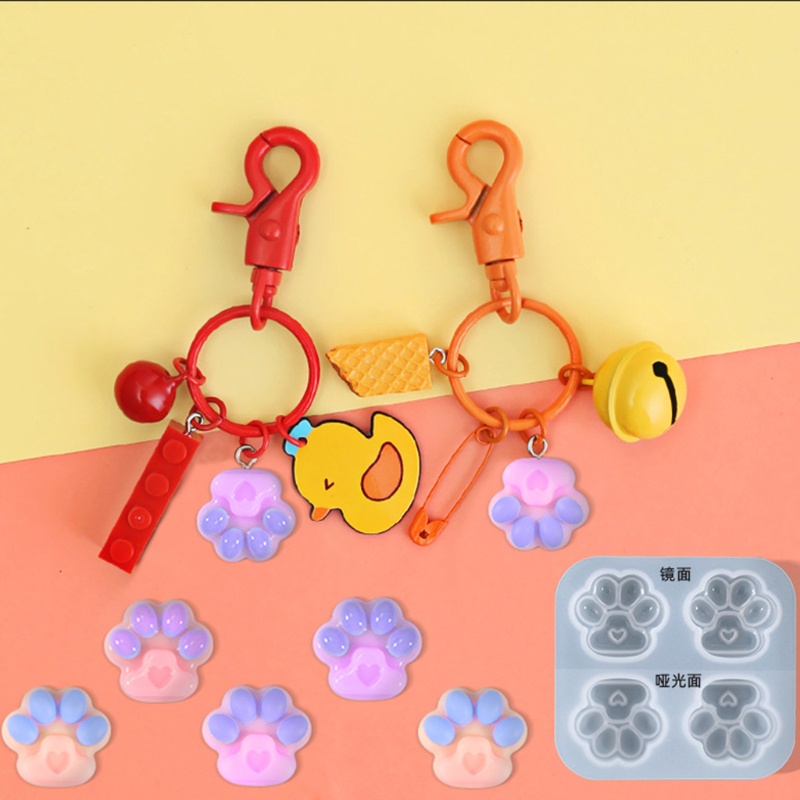 Khuôn silicone tạo hình dấu chân mèo làm móc khóa