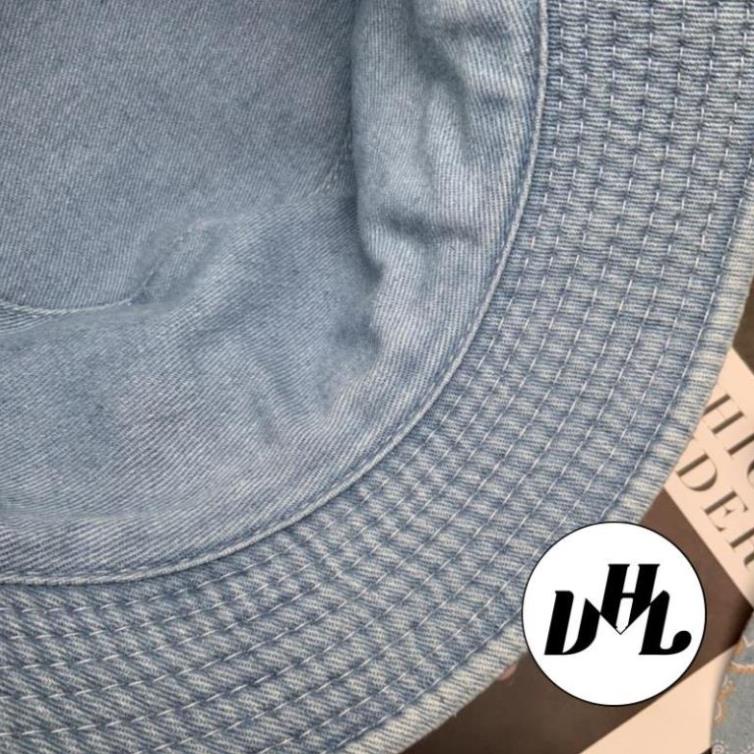 Mũ Bucket Jean Thêu B Boston Denim Thời Trang Bụi Nam Nữ