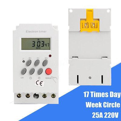 Công tắc hẹn giờ KG316 T-II, công suất 25A/220V tắt mở thiết bị theo thời gian đặt sẵn (Xám)