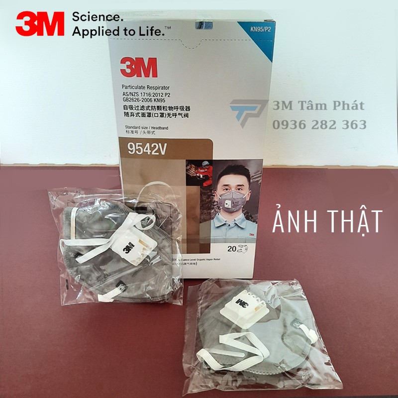 Khẩu trang 3M 9542V chuẩn chính hãng chống tia UV, đạt chuẩn PM2.5, N95 lọc bụi siêu mịn | BigBuy360 - bigbuy360.vn