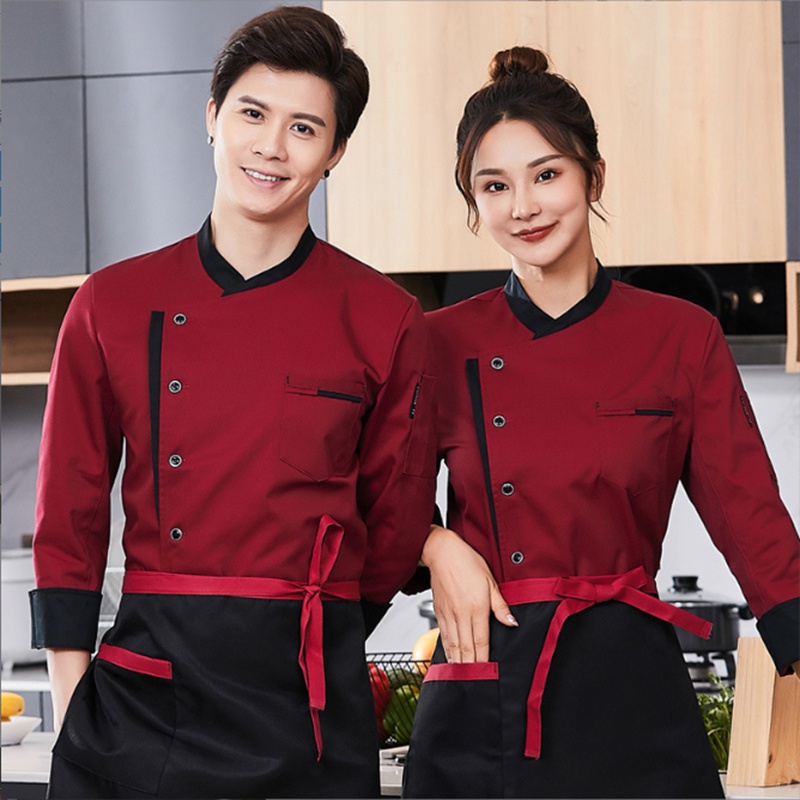 Đồng Phục Đầu Bếp Khách Sạn Dài Tay Vải cotton Cho Nam Nữ