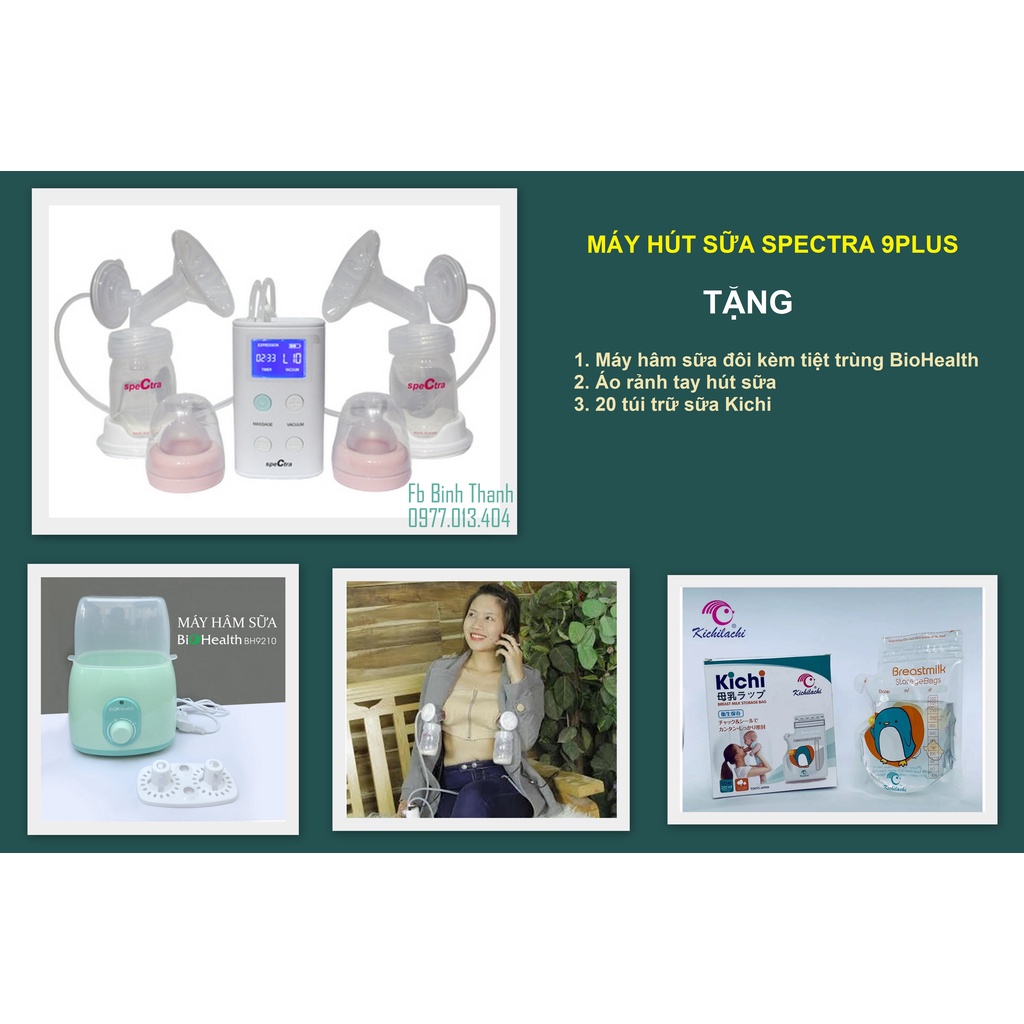 Máy hút sữa Spectra 9plus / 9 plus Khuyến mãi và chọn size phễu- Bản mới nhất 2021, ảnh thật kèm quà