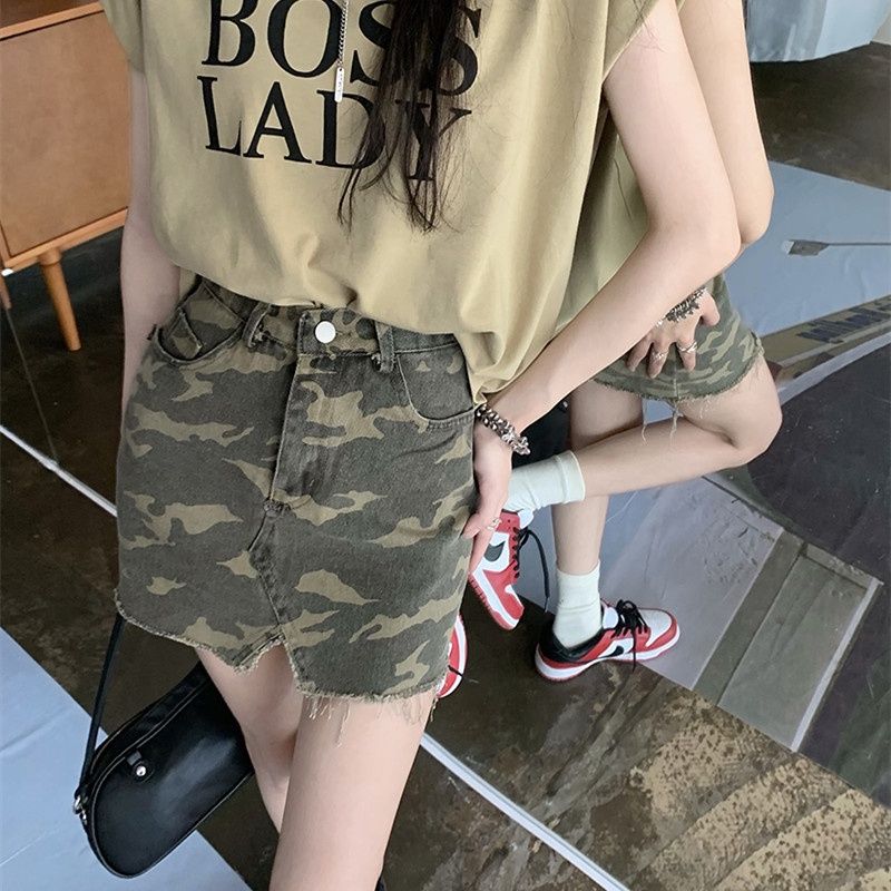 Chân Váy Denim Họa Tiết Rằn Ri Thời Trang Dành Cho Nữ