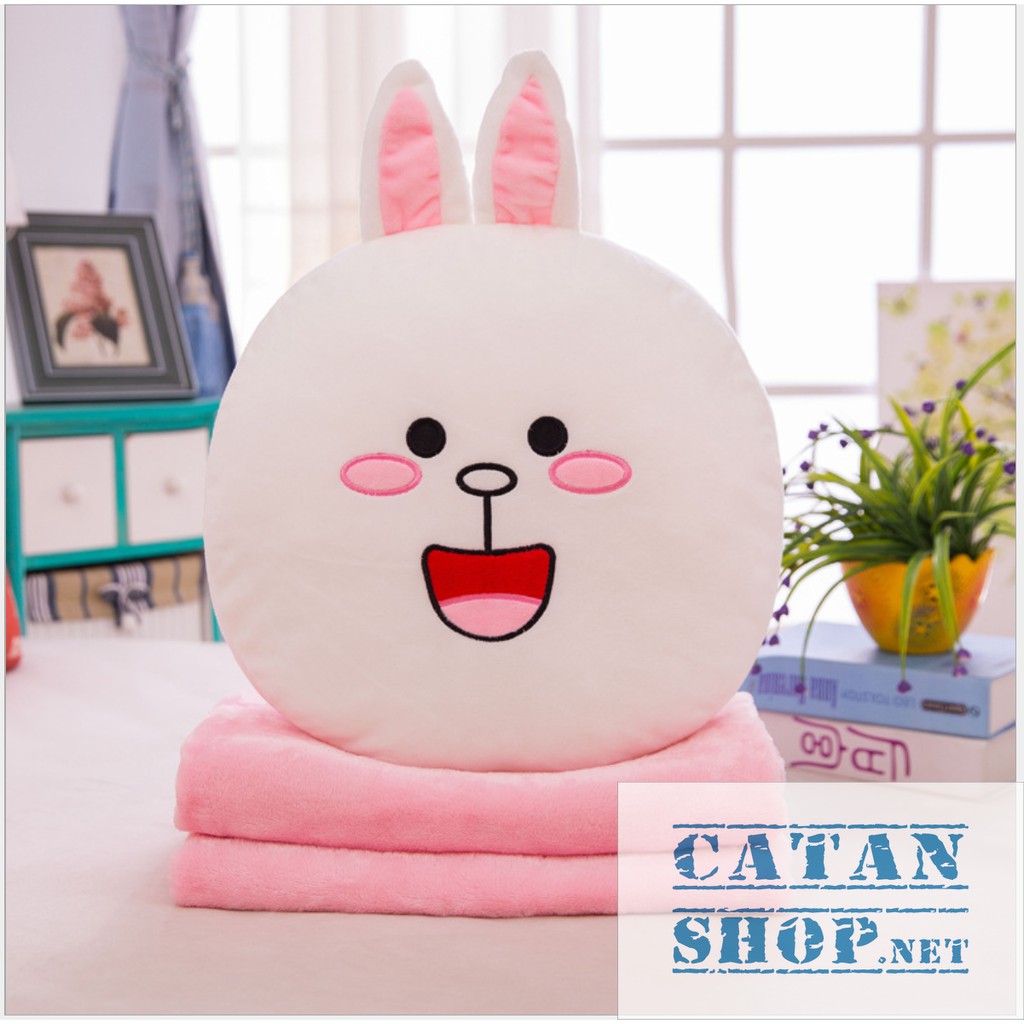 Gối mền LINE FRIEND 3 trong 1 hàng loại 1 Brown Cony Sally siêu mịn,bộ chăn gối văn phòng ngủ trưa