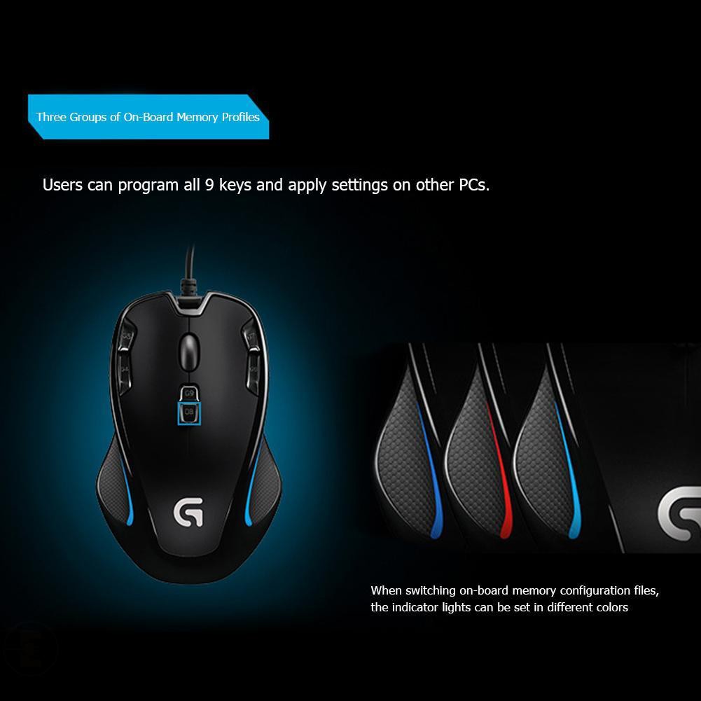 Logitech G300s Ambidextrous Optical Gaming Mouse 9 Programmable Buttons