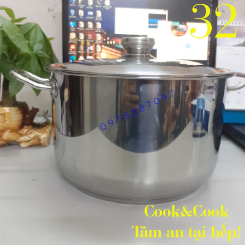 [CHÍNH HÃNG] Nồi luộc gà inox 15 lít size 32 cm đáy từ Vietcook