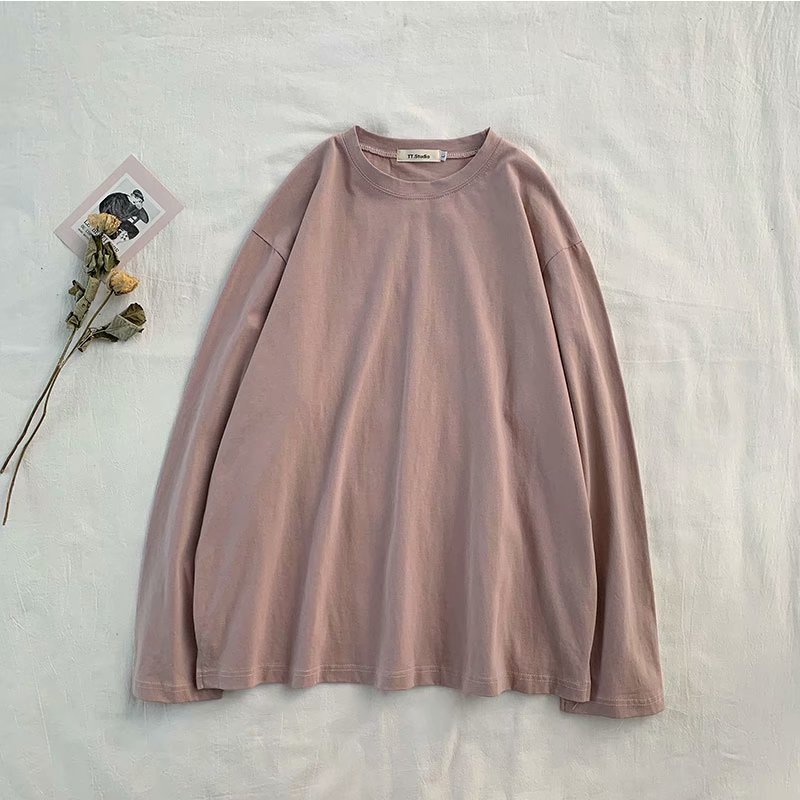 Áo Thun Trơn Tay Dài Cổ Tròn Phong Cách Hàn Quốc Có 7 Màu Cho Nam Và Nữ | BigBuy360 - bigbuy360.vn