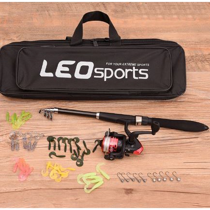 Bộ Cần Câu Lure LEO-27571 Máy Ngang Cao Cấp Tặng Túi Câu lure Và Hộp Mồi