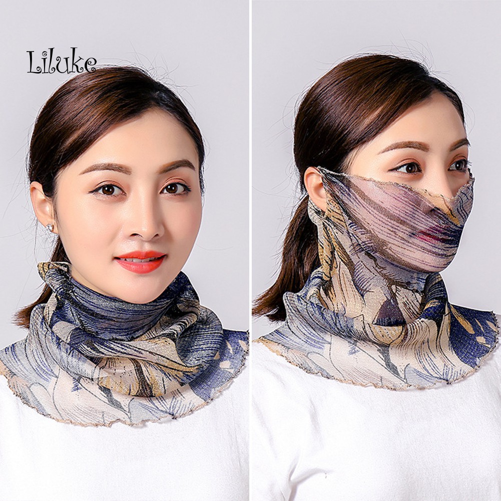 Khăn Choàng Cổ Mềm Mại Chống Tia UV In Họa Tiết Hoa Lá Xinh Xắn