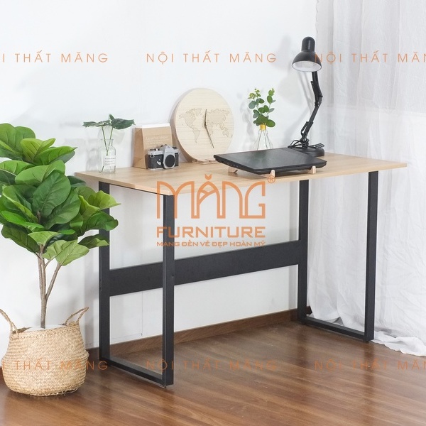 Bàn làm việc, bàn gaming chân sắt mạ tĩnh điện chữ U kt 1m2 - CHÂN TRẮNG
