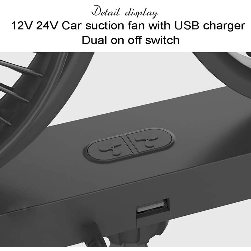 Quạt xe ô tô12v CENZIMO quạt đôi mini 24v, xoay 360 độ , dùng cho ô tô
