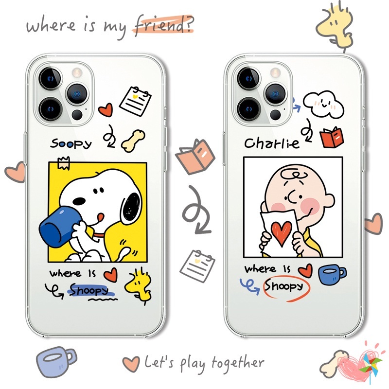 Casing Google Pixel 6 Pro Pixel 3 3A 4 XL 5 5A 5G Y20i Y20 Y12s Y17 Y15 Y12 A9 A5 2020 Soft Phone Case Cute Snoopy Cartoon Transparent Silicone Shockproof Protective Cover
