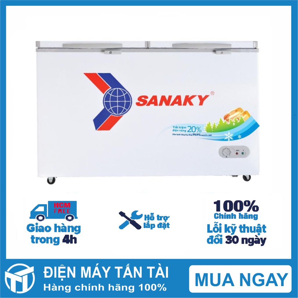 Tủ đông SANAKY 270 lít VH-3699A1 - 1 NGĂN ĐÔNG 2 CÁNH, DÀN LẠNH ĐỒNG, MIỄN PHÍ GIAO HÀNG HCM.