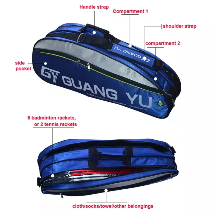 Hàng tồn kho tại địa phương Giảm giá nhanh 1 chiếc Túi cầu lông YONEX 9332 (Ngăn đôi + Dây đeo đơn + 3 cái)