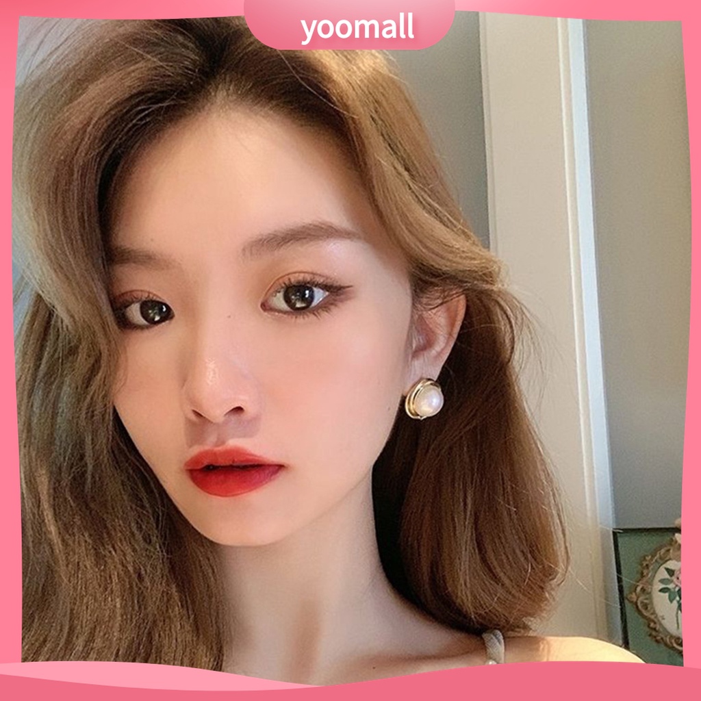 Yomall♡ 1 Đôi Bông Tai Ngọc Trai Giả Mạ Điện Phong Cách Hàn Quốc