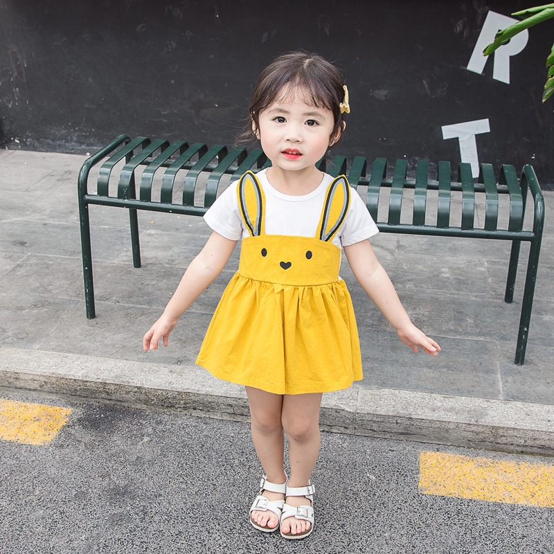 Bộ Áo Liền Quần Hình Thỏ Hoạt Hình Dễ Thương Cho Bé Gái 1-3 Tuổi