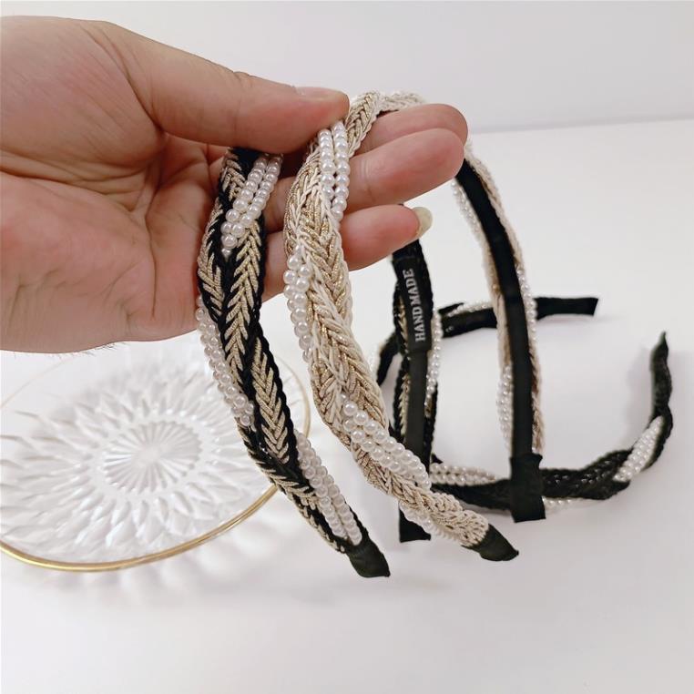 Bờm cài tóc đính đá tết mix ngọc trai nhân tạo phủ nhũ lấp lánh hàng hand made thời trang Hàn Quốc June accessories