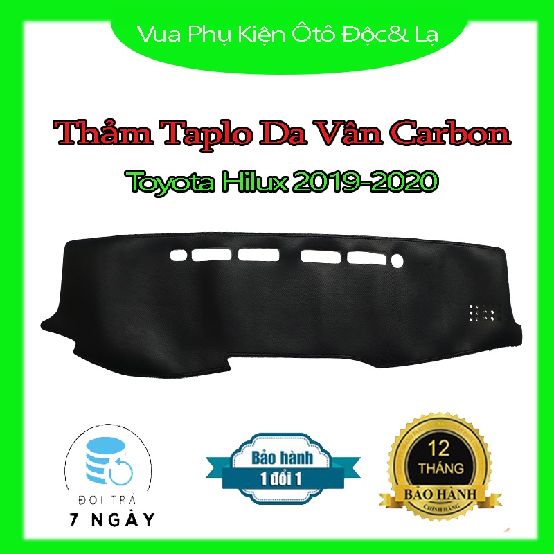 Thảm Taplo Hilux 2015-2017,2018- 2020 Chất Liệu Da Vân Carbon hoặc Nhung 3 Lớp Chống Trượt