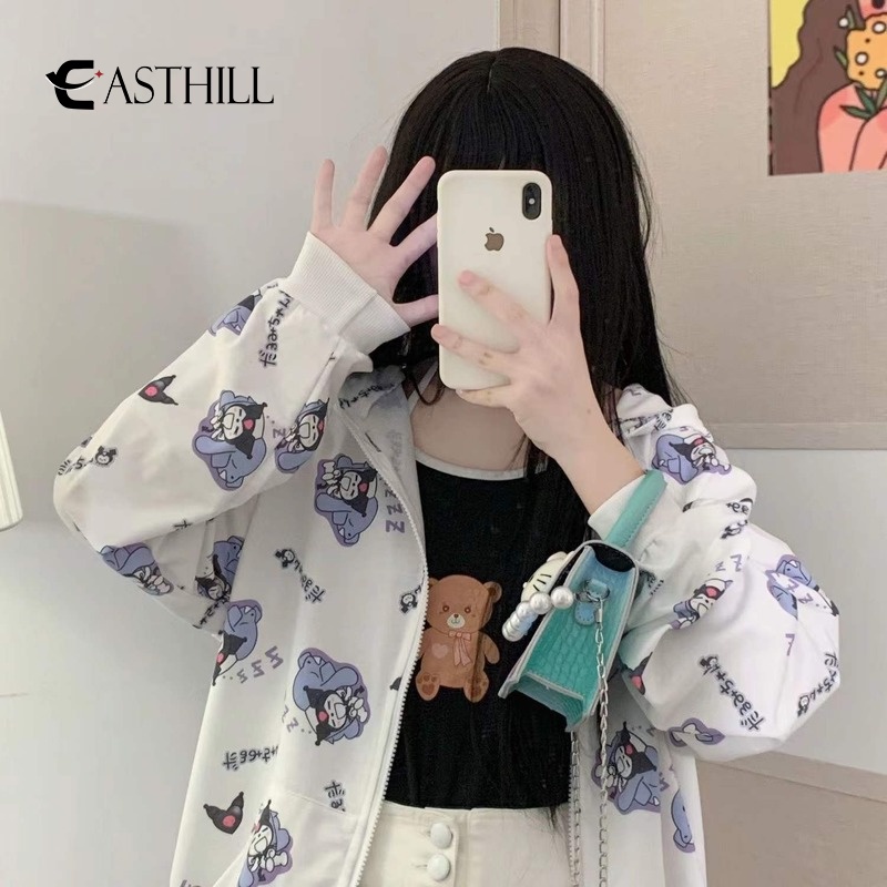 Easthill Áo Khoác Chống Nắng Dáng Rộng Hoạt Hình Kuromi Kawaii Sanrioed Dễ Thương Sáng Tạo Làm Quà Tặng Cho Bạn Gái