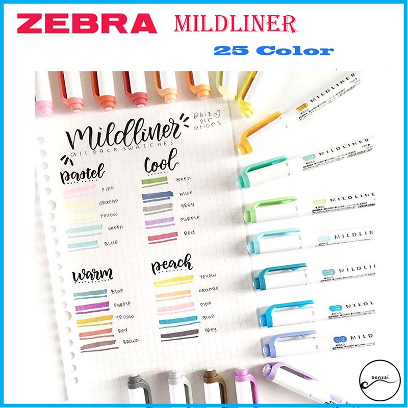 Bút đánh dấu 2 đầu ZEBRA Mildliner Nhật Bản ( cây lẻ)