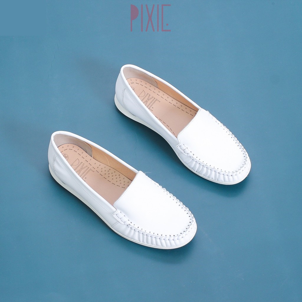 Giày Mọi Moccasin Da Bò Thật Đế Cao Su Pixie X482