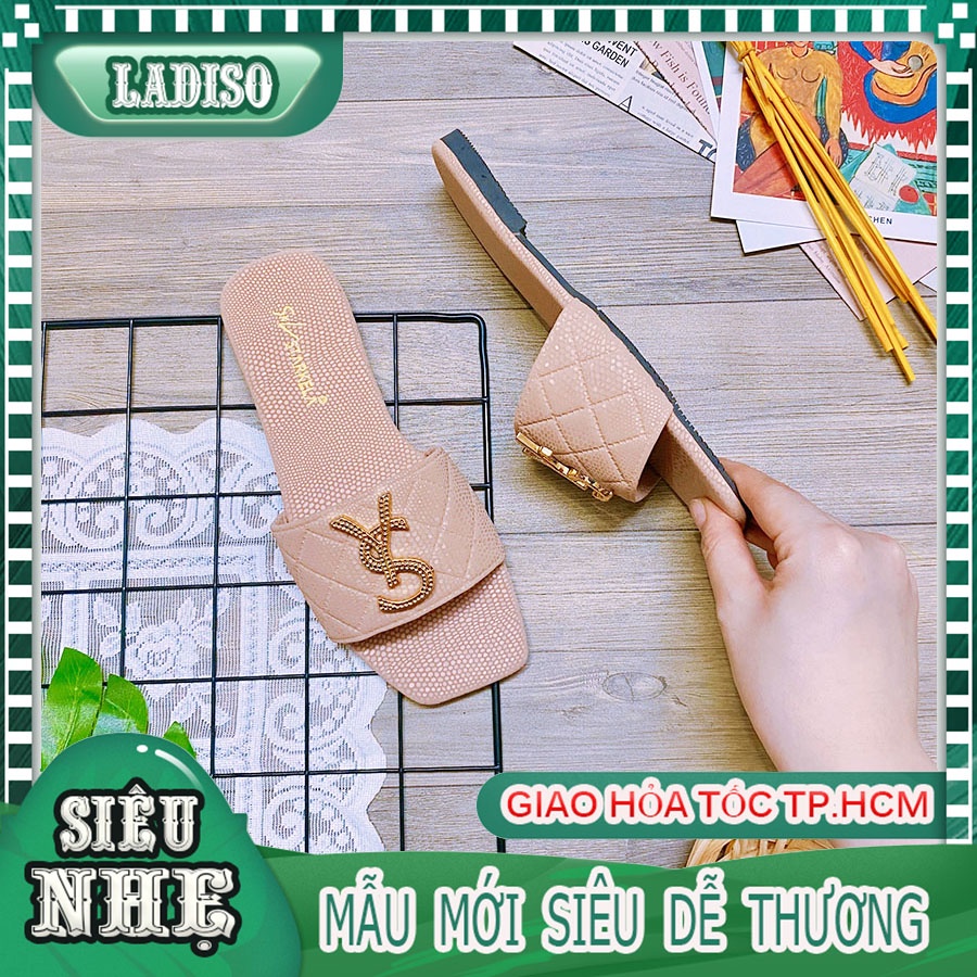 Dép quai ngang nữ đính chữ YS cực xinh hàng cao cấp cực xịn xò giá sỉ LADISO TT375