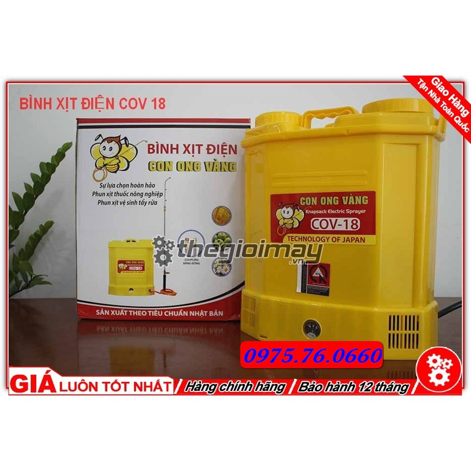 MÁY PHUN THUỐC DIỆT CÔN TRÙNG, BÌNH XỊT ĐIỆN 18L, BÌNH XỊT CON ONG VÀNG COV18