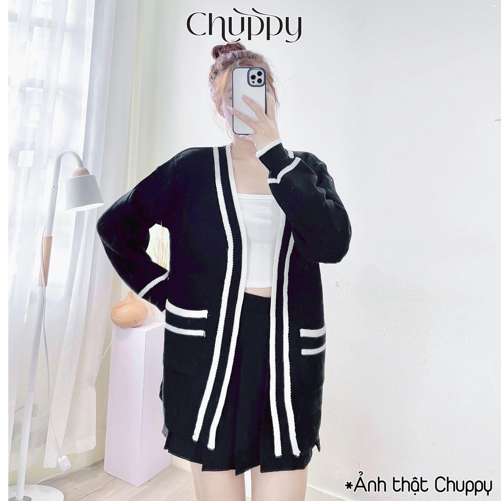 Áo cadigan len trơn nữ form rộng thiết kế viền siêu xinh-CHUPPY - KL05
