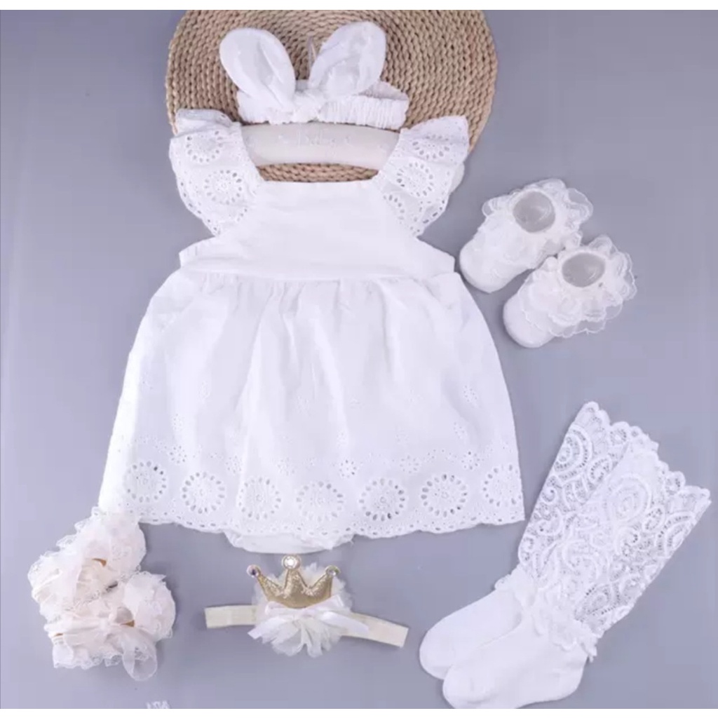 Bodychip, Bodysuit Bé Gái Sơ Sinh Thiết Kế Váy Baby Tặng Kèm Phụ Kiện Tuban (6-13kg)