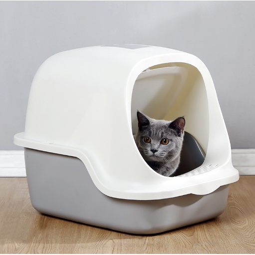 Nhà vệ sinh có nắp kín cho mèo, size to, tặng kèm xẻng