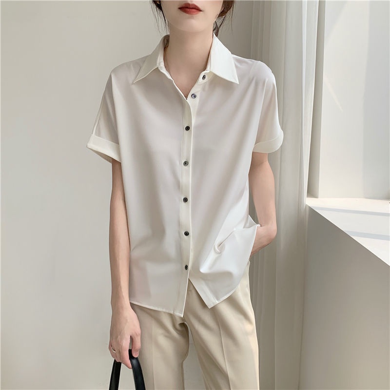 Áo Sơ Mi Chiffon Ngắn Tay Màu Trắng Thời Trang Cho Nữ