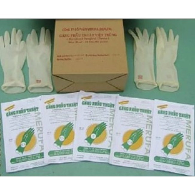 Găng tay y tế Phẫu thuật tiệt trùng từng đôi 6.5; 7.0; 7.5 Merufa -01 đôi