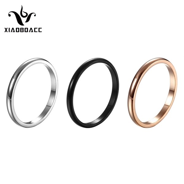 Nhẫn XIAOBOACC bằng thép titan mạ vàng 18K phong cách Hàn Quốc thời trang