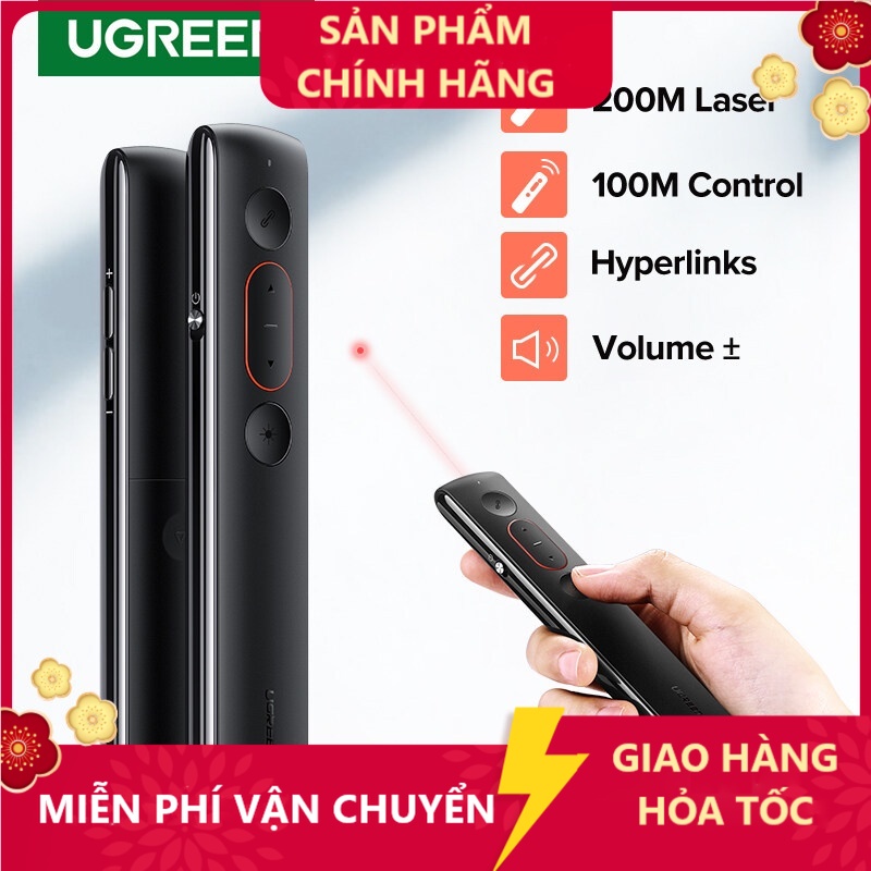 Bộ Điều Khiển Từ Xa Không Dây Ugreen PresenterBút Điều Khiển USB 2.4GHz Dành Cho Máy Chiếu Mac Win 10 8 7 XP ACSTORE