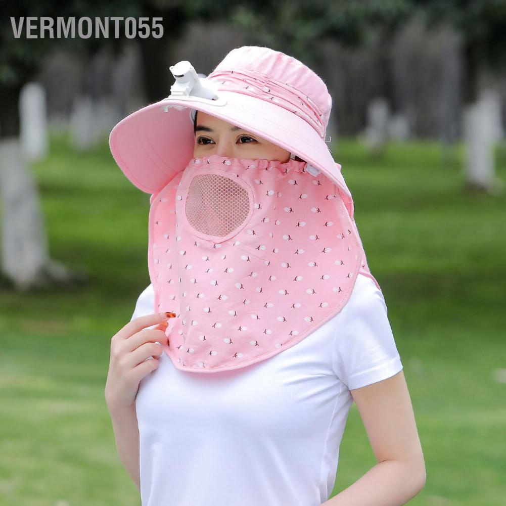 Vermont055 Mũ che nắng rộng vành có thể sạc lại thoáng khí để đi xe đạp cắm trại