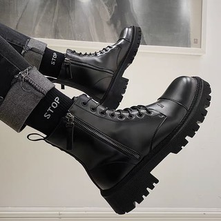 Giày Boots Dây Kéo Da Mờ In Chữ Cho Nam Và Nữ ( Có Hộp)