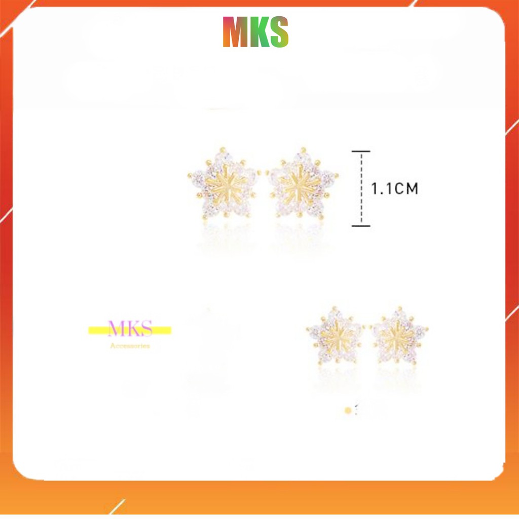Hoa tai ngôi sao maj vàng, bông tai nữ bạc ngôi sao 5 cánh mạ vàng cá tính trẻ trung phong cách Hàn Quốc