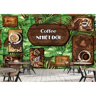 Tranh dán tường 3D trang trí tiệm cafe