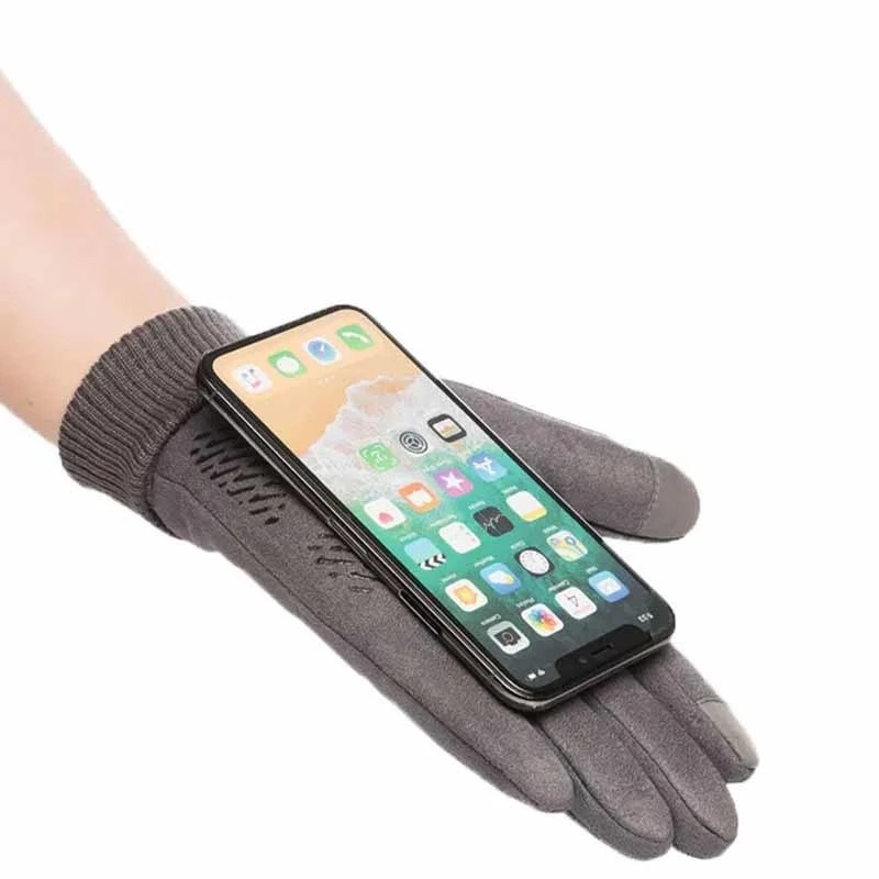 Găng tay cảm ứng dệt kim dày dặn giữ ấm chống trượt chống thấm thời trang mùa đông unisex