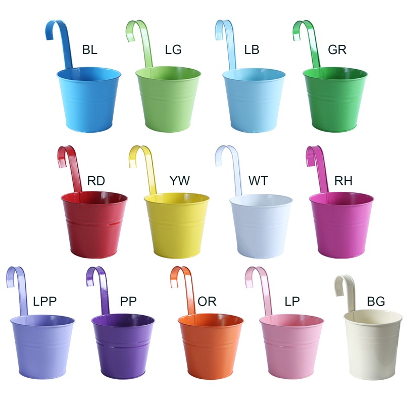 Chậu Hoa Treo Tường Bằng Kim Loại Có Móc Treo Trang Trí Ban Công