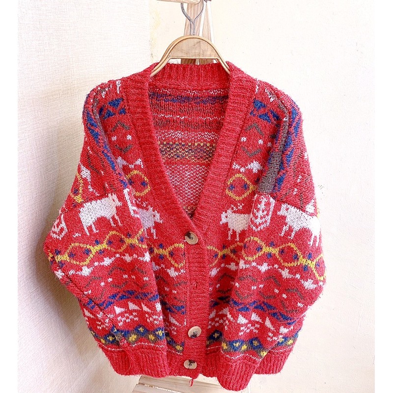 Áo khoác Cardigan nữ Thổ Cẩm Đỏ [MÃ VBL07]