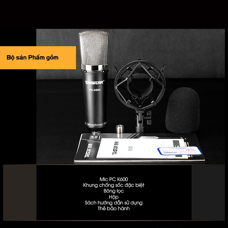 Mic thu âm chuyên nghiệp cao cấp Takstar PC-K600 hát karaoke, livestream, bán hàng