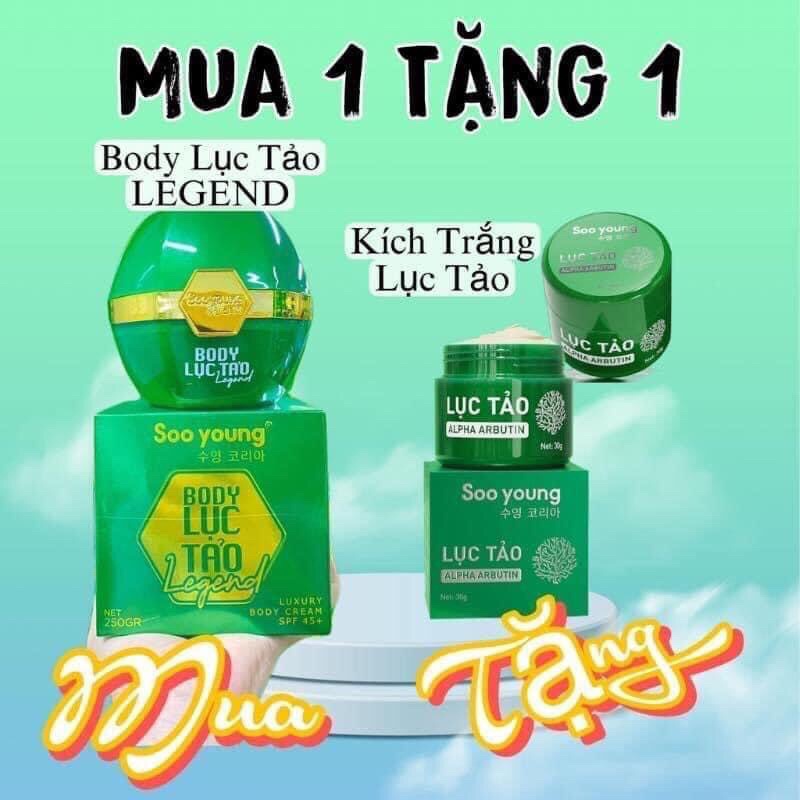 Kem Body Lục Tảo Legend Soo Young mẫu mới 2022 dưỡng trắng da toàn thân tặng kèm kích trắng lục tảo alpha arbutin