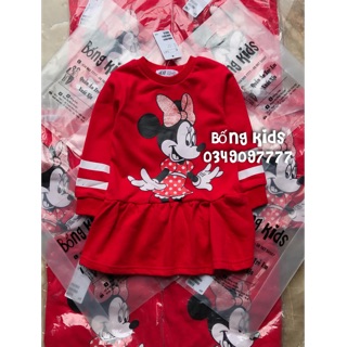 Váy nỉ bé gái minnie đuôi cá đỏ