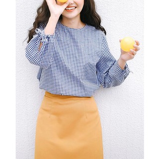 Áo caro tay phồng chole